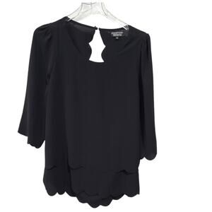 Papermoon SZ M Blouse Top Open Back Lagenlook Crepe Texture Half Sleeves